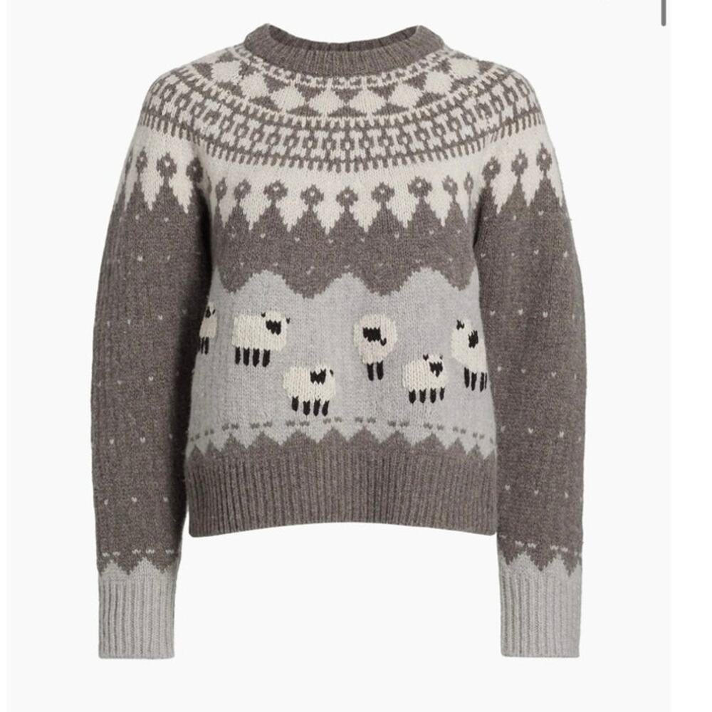SEA Anja Merino Wool Sheep Sweater Gray Size Small - Picture 9 of 12